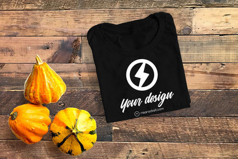 Folded Tee with Fall Gourds Craft PNG Mockup Mock Up Photo Risa Rocks It 