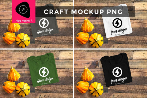 Folded Tee with Fall Gourds Craft PNG Mockup Mock Up Photo Risa Rocks It 