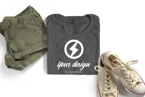 Folded Tee with Shorts and Sneakers Craft PNG Mockup Mock Up Photo Risa Rocks It 