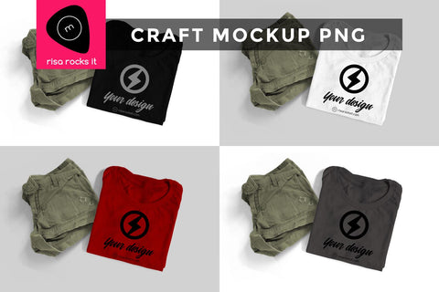 Folded Tee with Shorts Craft PNG Mockup Mock Up Photo Risa Rocks It 