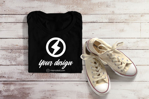 Folded Tee with Sneakers Craft PNG Mockup Mock Up Photo Risa Rocks It 