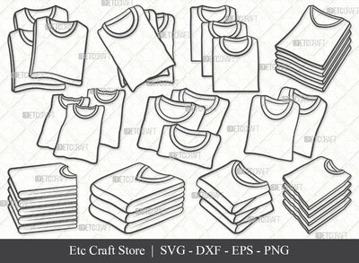 Folded Tshirt SVG, Polo Tshirt Outline, Tshirt Icon Svg, Folded Clothes Svg, Man Dress Svg, Men Wear Svg, Fashion Svg, Polo Tshirt Bundle SVG ETC Craft 