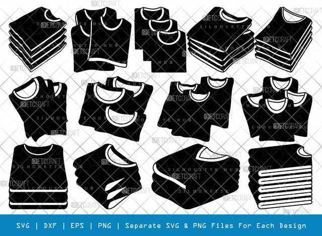 Folded Tshirt SVG, Polo Tshirt Silhouette, Tshirt Icon Svg, Folded Clothes Svg, Man Dress Svg, Men Wear Svg, Fashion Svg, Polo Tshirt Bundle SVG ETC Craft 