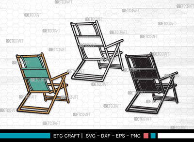Folding Beach Chairs Clipart SVG Cut File, Lawn Chair Svg, Folding Chair Svg, Camping Chair Svg, Folding Beach Chairs Clipart SVG ETC Craft 
