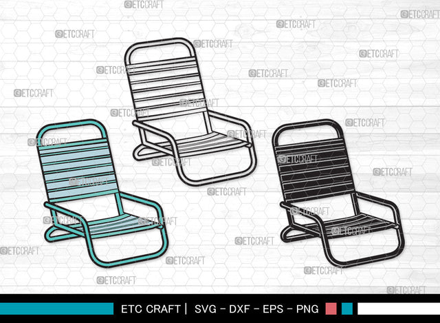 Folding Beach Chairs Clipart SVG Cut File, Lawn Chair Svg, Folding Chair Svg, Camping Chair Svg, Folding Beach Chairs Clipart SVG ETC Craft 
