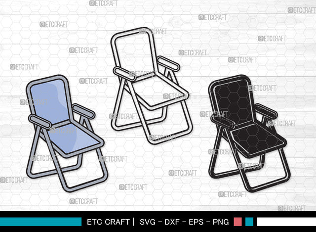 Folding Beach Chairs Clipart SVG Cut File, Lawn Chair Svg, Folding Chair Svg, Camping Chair Svg, Folding Beach Chairs Clipart SVG ETC Craft 