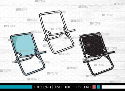 Folding Beach Chairs Clipart SVG Cut File, Lawn Chair Svg, Folding Chair Svg, Camping Chair Svg, Folding Beach Chairs Clipart SVG ETC Craft 