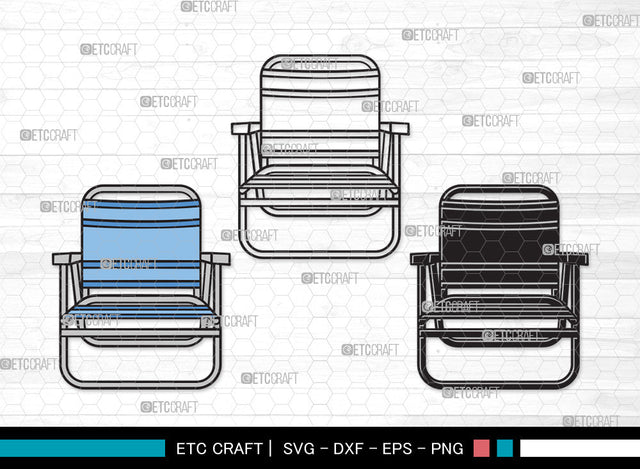 Folding Beach Chairs Clipart SVG Cut File, Lawn Chair Svg, Folding Chair Svg, Camping Chair Svg, Folding Beach Chairs Clipart SVG ETC Craft 