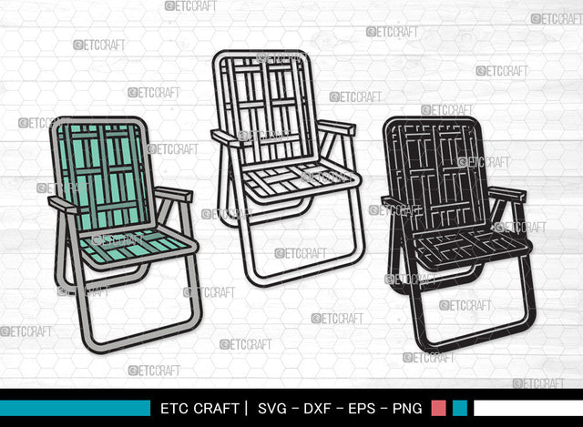 Folding Beach Chairs Clipart SVG Cut File, Lawn Chair Svg, Folding Chair Svg, Camping Chair Svg, Folding Beach Chairs Clipart SVG ETC Craft 