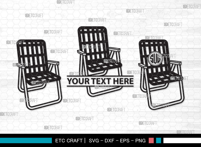 Folding Beach Chairs Monogram SVG Cut File, Lawn Chair Svg, Folding Chair Svg, Camping Chair Svg, Folding Beach Chairs Monogram SVG ETC Craft 