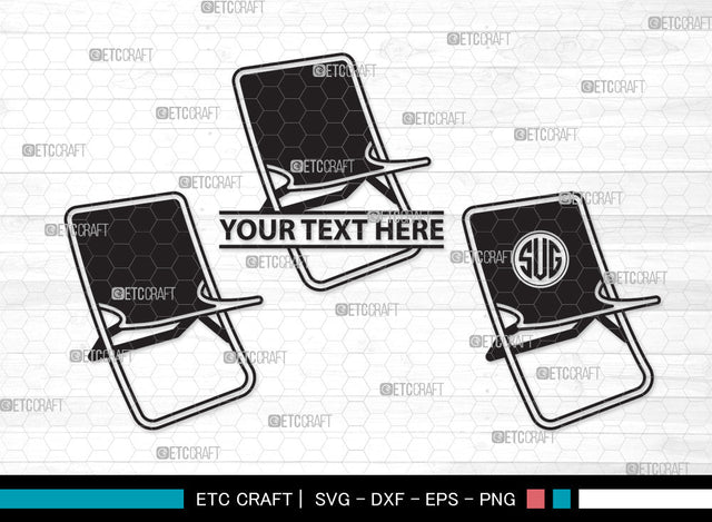 Folding Beach Chairs Monogram SVG Cut File, Lawn Chair Svg, Folding Chair Svg, Camping Chair Svg, Folding Beach Chairs Monogram SVG ETC Craft 