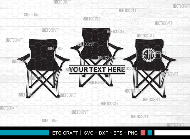 Folding Beach Chairs Monogram SVG Cut File, Lawn Chair Svg, Folding Chair Svg, Camping Chair Svg, Folding Beach Chairs Monogram SVG ETC Craft 
