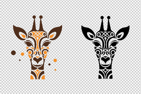 Folk Art Giraffe Head SVG Set - Black and Colorful Variation SVG Boertiek 
