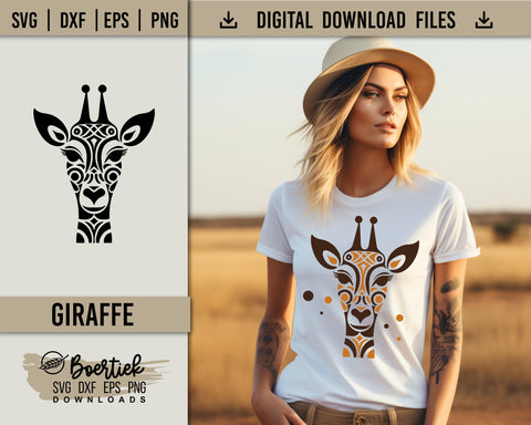 Folk Art Giraffe Head SVG Set - Black and Colorful Variation SVG Boertiek 