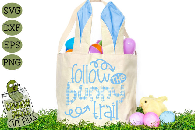 Follow the Bunny Trail Easter Buffalo Plaid SVG File SVG Crunchy Pickle 