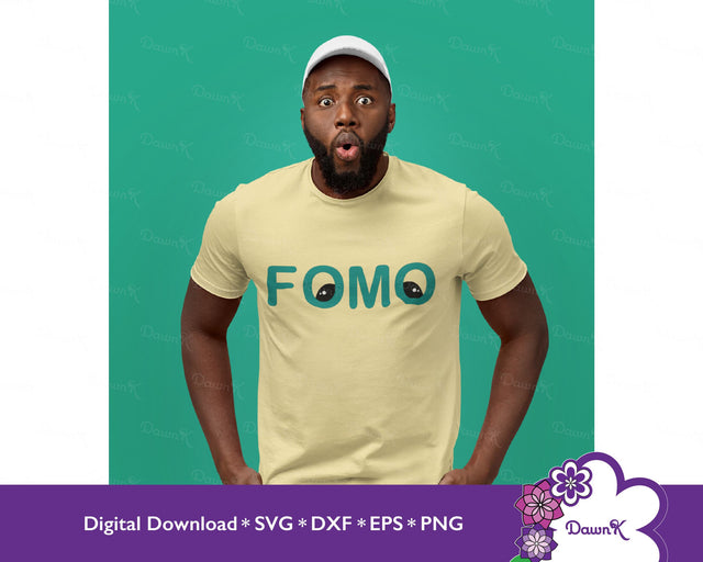 FOMO - Fear of Missing Out, Silly, Fun, Manga Eyes, Teal, SVG SVG DawnKDesigns 