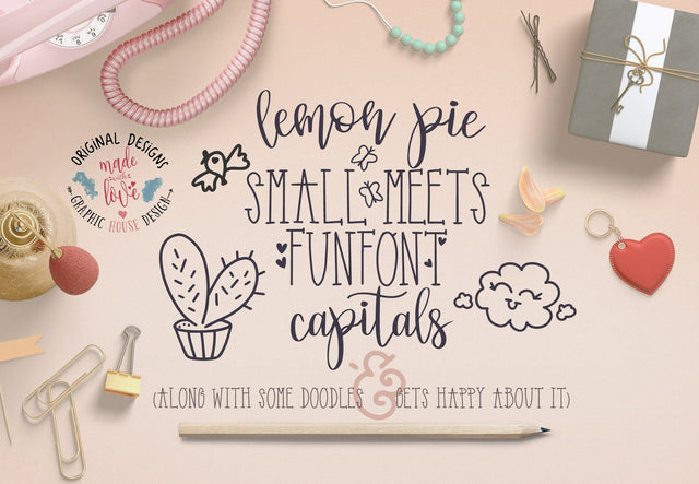 Font DuoLemon Pie Small and FunFont Capitals Font Graphic House Design 