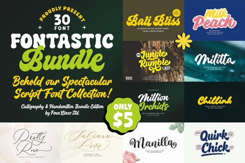 Fontastic Bundle - Font Script Edition Font Four Lines Std. 