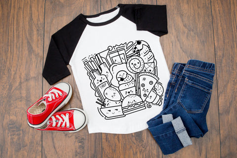 Food Doodle T-shirt Design SVG file Black and White SVG Aisyah 