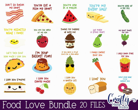 Food Love Svg - Valentine's Day Svg - Kid's Valentine Bundle SVG Crafty Mama Studios 