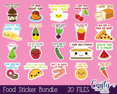 Food Stickers - Valentine's Day Stickers - Kid's Valentine Png SVG Crafty Mama Studios 