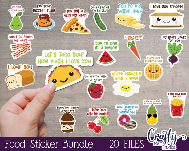 Food Stickers - Valentine's Day Stickers - Kid's Valentine Png SVG Crafty Mama Studios 