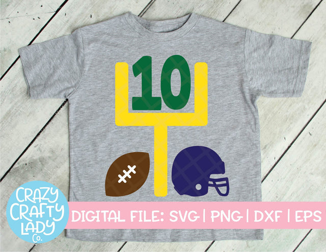 Football 10th Birthday SVG Crazy Crafty Lady Co. 