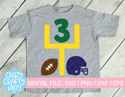 Football 3rd Birthday SVG Crazy Crafty Lady Co. 