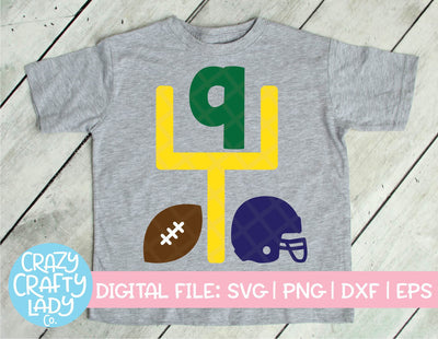 Football 9th Birthday SVG Crazy Crafty Lady Co. 