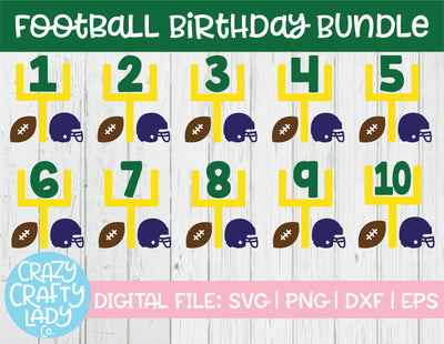 Football Birthday Bundle SVG Crazy Crafty Lady Co. 