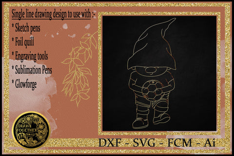 Football Boy Gnome - Single line for Foil Quill | Digi stamps | Duo set Sublimation DrawnTogether with love 