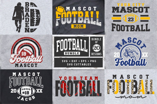 Football Bundle svg - Football Template Bundle 3 - svg - dxf - eps - png - Silhouette - Cricut Cut File - Svg Cuttables - Digital File SVG Svg Cuttables 