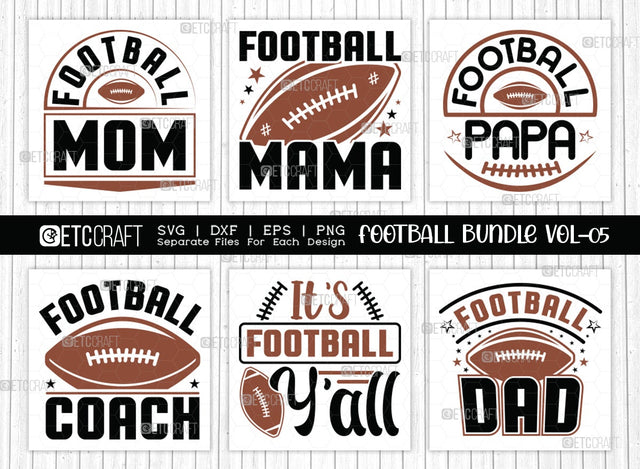 Football Bundle Vol-05 SVG | Sports Svg | Football Mom Svg | Football Papa Svg | football coach Svg | Football Dad Svg | Football Quote Design SVG ETC Craft 