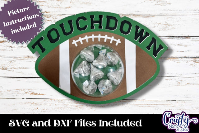 Football Candy Dome Holder, Touchdown Sports Candy Ornament SVG Crafty Mama Studios 
