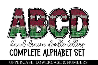 Football Doodle Letters, Football Sublimation Alphabet Set Sublimation BijouBay 