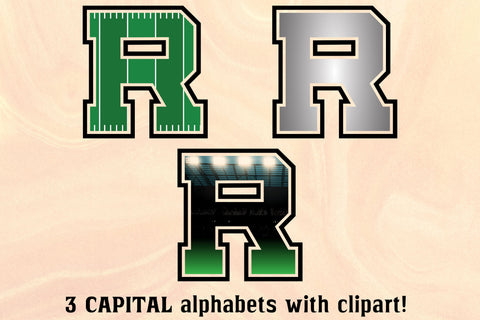 Football Doodle Letters PNG Sublimation Crafty Mama Studios 