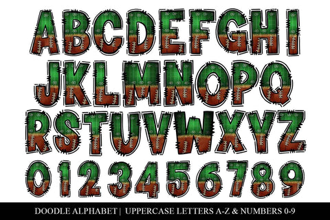 Football Doodle Letters - Sports Sublimation PNG Letters Sublimation BijouBay 