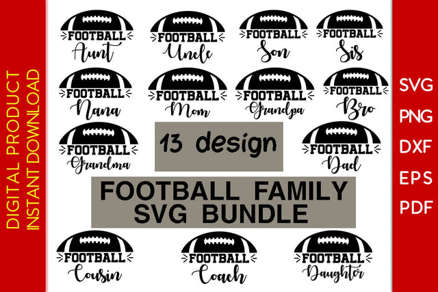 Football Family SVG Bundle Football SVG PNG PDF Cut File SVG Creativedesigntee 