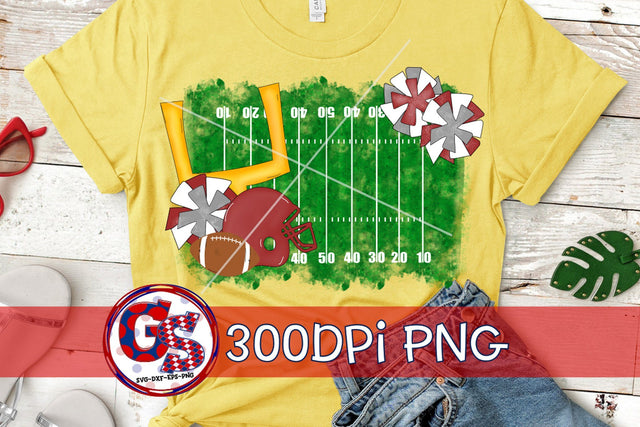 Football Field and Pom Poms PNG for Sublimation-Maroon and Grey Sublimation Greedy Stitches 