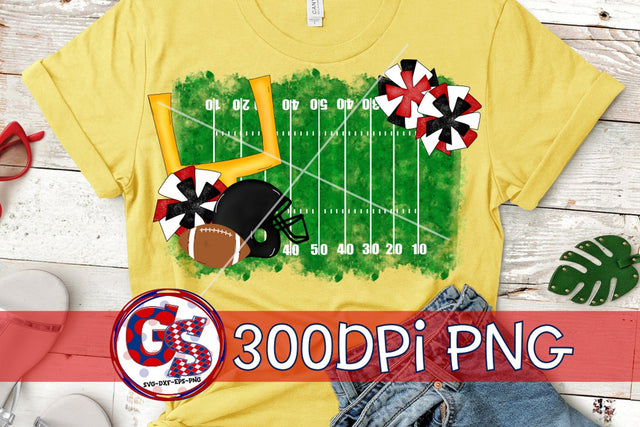 Football Field Pom Poms PNG for Sublimation-Red and Black Sublimation Greedy Stitches 