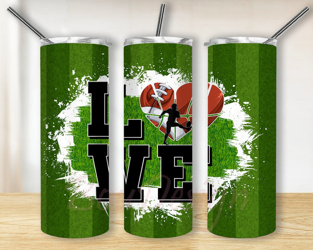 Football Field Tumbler Wrap, Love Football Heart 20oz Skinny Tumbler, Football Player Tumbler Png, Sport Sublimation Design, Digital Download Sublimation BouDesign 