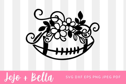 Football Flowers SVG, Floral Football, Football mom, Girls football, Sport, Flowers, Svg files for cricut and silhouette, Paper cut template SVG Jojo&Bella 