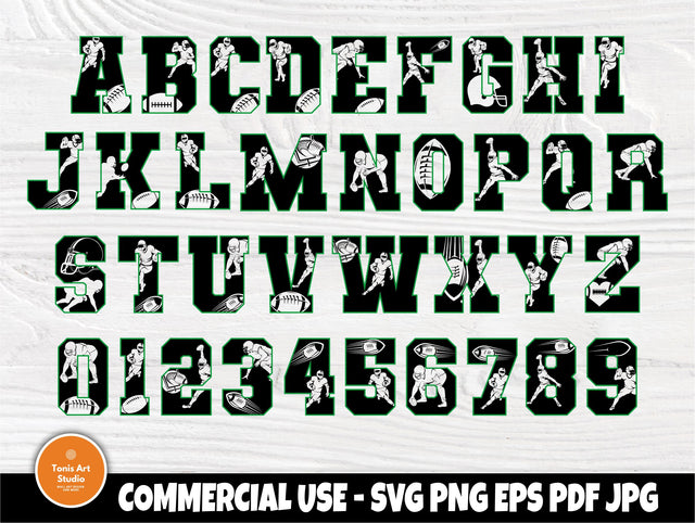Football font SVG, Football Letter Svg Cut Files SVG TonisArtStudio 