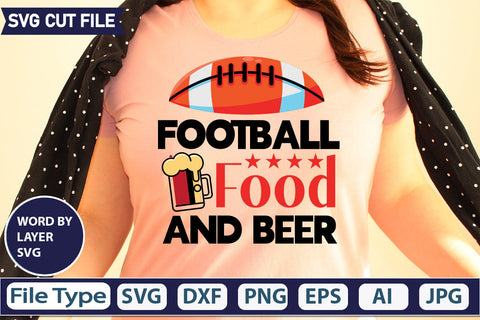 Football Food And Beer SVG Cut file SVGs,quotes-and-sayings,food-drink,mini-bundles,print-cut,on-sale, SVG DesignPlante 503 