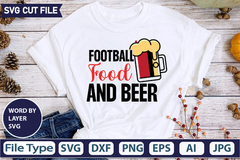 Football Food And Beer SVG Cut file SVGs,quotes-and-sayings,food-drink,mini-bundles,print-cut,on-sale, SVG DesignPlante 503 
