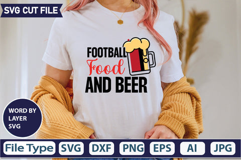 Football Food And Beer SVG Cut file SVGs,quotes-and-sayings,food-drink,mini-bundles,print-cut,on-sale, SVG DesignPlante 503 