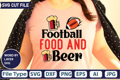 Football Food And Beer SVG Cut file SVGs,quotes-and-sayings,food-drink,mini-bundles,print-cut,on-sale, SVG DesignPlante 503 