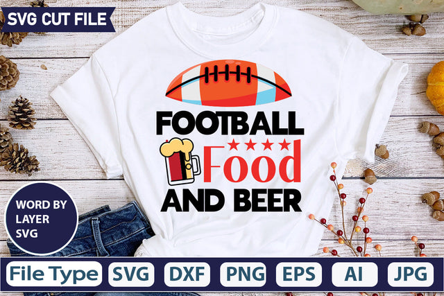 Football Food And Beer SVG Cut file SVGs,quotes-and-sayings,food-drink,mini-bundles,print-cut,on-sale, SVG DesignPlante 503 