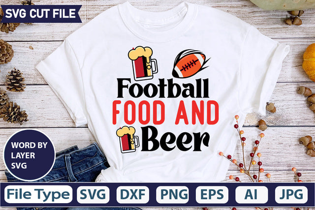 Football Food And Beer SVG Cut file SVGs,quotes-and-sayings,food-drink,mini-bundles,print-cut,on-sale, SVG DesignPlante 503 