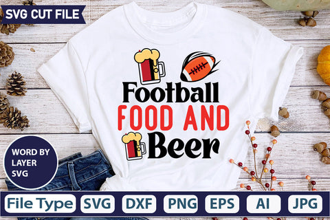 Football Food And Beer SVG Cut file SVGs,quotes-and-sayings,food-drink,mini-bundles,print-cut,on-sale, SVG DesignPlante 503 